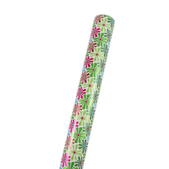 JAM Paper Holiday Snowflake Flowers Gift Wrap